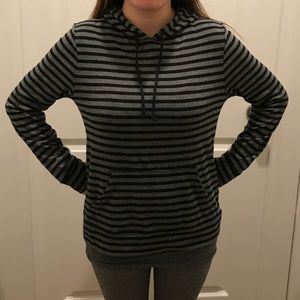Gray striped hoodie top